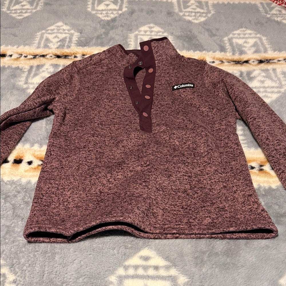 Columbia Women's Maroon Button-Up Sweater